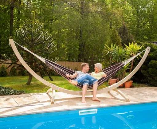 Hangstoel Cocoon Groot Handgemaakt In Brazilië Brasil Rainbow FSC Beukenhout 110 Cm 150 Kg Geruit Hangstoel Cocoon