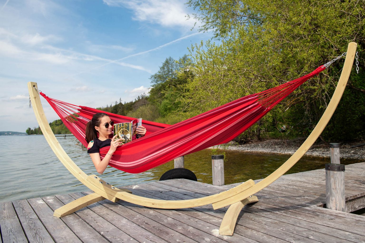 Hängematte mit Gestell Indoor & Outdoor Haengewelt.de