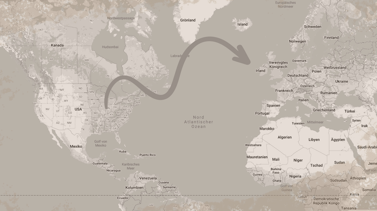 Dieses Bild zeigt eine Karte vom atlantischen Ozean